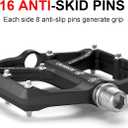 Road/Mountain Bike Pedals - 3 Bearings Bicycle Pedals - 9/16” CNC Machined Flat Pedals with Removable Anti-Skid Nails