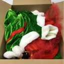 SOMSOC 5 Pack Women Christmas Elf Costume Set Velvet Dress Belt Striped Over Knee High Socks Elf Hat Shoes for Cosplay
, S