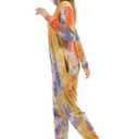Lifeye Womens Onesie Pajamas Romper Sleepwear Set Tie Dye Long Sleeve Jumpsuit Homewear with Drop Seat Butt Flap (L)