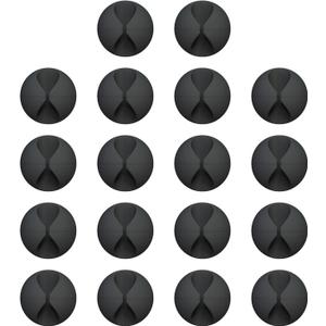 18 Pack Mini Cable Clips, Znben Cord Organizer Holder Adhesive Cord Management Charger Wire Holder Clips for Desk, Home, Office, Car, Cubicle, Nightstand Black
