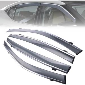 MotorFansClub 4PCS Window Visor Vent Fit for Nissan Maxima 4 Door 2016 2017 2018 2019 2020 2021 2022 2023 Window Deflectors Sun Rain Guard Smoke Color with Chrome Trim
