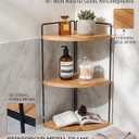 Corner Bathroom Countertop Organizer, 3-Tier Corner Shelf for Vanity & Bathroom Counter, Rustic Wood Standing Rack for Cosmetics & Skincare, Space Saving Storage for Toiletries, Sturdy Metal, Natural