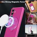 XIQI Designed for Samsung Galaxy S25 6.2'' with Camera Lens Protector & Magnetic Ring Stand [Military-Grade Protection] Translucent Shockproof Phone Case for Men Wowen,Hot Pink
