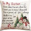 Artscope to My Sister Throw Pillow Covers 20x20 Inch Sister Christmas Birthday Gifts for Women Girls, Soft Hug Cushion Case Gifts from Sisters (Beige)