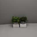Winlyn 3-Pack Artificial Potted Plants - Faux Eucalyptus, Rosemary, Boxwood Greenery in Small Black & White Geometric Concrete Pots -Desk, Table, Shelf, Windowsill Decor for Indoor Outdoor Home Office