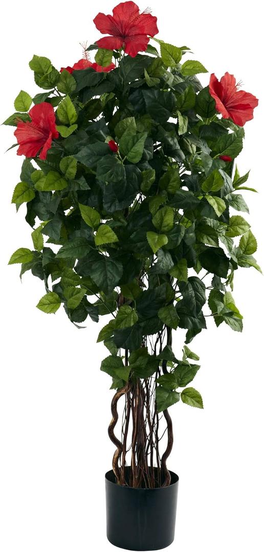 Nearly Natural 4’ Hibiscus Artificial Tree, 4ft, Green