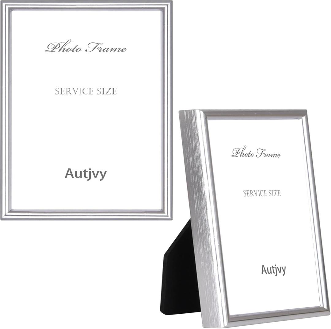 3x4 Poster Picture Frame Set of 2, Silver Modern Thin Metal gallery Photo Frame with HD Real Glass, Display for Tabletop and Wall, 2 Pack