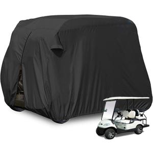 moveland 4 Passenger Golf Cart Cover Outdoor Accessories | Waterproof Dust, Extra PVC Coating Custom Cart Cover Compatible with EZ GO, Club Car, Yamaha (Black)