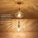 8 x Glass Pendant Lights with Striped Shade 11inch Modern Gold Pendant Lighting Fixtures for Kitchen Island Adjustable 1 Light Large Ceiling Hanging Light for Kitchen Sink Dining Room Hallway, UL Listed