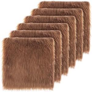 Frienda 6 Pcs Faux Fur Fabric 10 x 10 Inch Fluffy Faux Fur Fabric Patches for Cosplay Events, Festival Costumes & DIY Craft Sewing Projects(Brown)