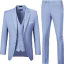Men Suits 3 Pieces Set Slim Fit Wedding Suit Groomsmen Prom Suit Tuxedo Business Formal Casual Groom Suit Jacket Blazer Pants (Medium, Lavender)