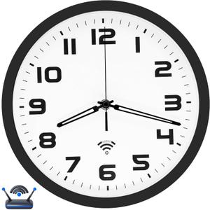 OCEST 10-inch Smart Wi-Fi Analog Wall Clock, Auto Time Sync & DST, Silent Non-Ticking Battery Operated Wall Clocks Large Display Easy to Read for Home Office School Kitchen Living Room Bedroom