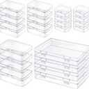 Qeirudu 24 Pcs Small Plastic Containers with Lids - Mini Plastic Craft Storage Boxes with Hinged Lids Clear Bead Organizer for Jewelry Findings and Art Supplies (4 Mixed Sizes)