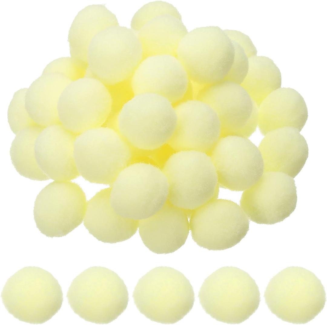PATIKIL 1inch Pom Poms for Crafts, 500pcs Small Pompoms for Crafts Mini Puff Balls Bulk High Elasticity Fuzzy Balls for Hats Christmas Art DIY, Light Yellow