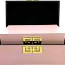 Galt International Storage Box Set Decorative Storage Box w/Hinged Lid Classic Design Wood Decor Boxes with Geometric Clasp Storage for Bedroom & Home - Set of 2 (Pink & Gold)