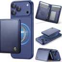 Defencase for Magsafe Wallet Magnetic Card Holder RFID Blocking, PU Leather Minimalist Phone Wallet for MagSafe Phones and Cases for iPhone 17/16/ 15/14/ 13/12/ Pro/Max/Plus/Air, Navy Blue