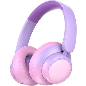 Candy Bila Active Noise Cancelling Headphones for Kids,60H Play Time,Bluetooth 6.0, Comfortable Fit, USB C Charging, Kids Bluetooth Headphones for iPad Tablet Airplane, Gradient Pink