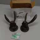 2 Pcs Cast Iron Rabbit Wall Hooks Rustic Bunny Ears Wall Mount Hanger Animal Shaped Hooks Antique Heavy Duty Iron Art for Hanging Clothes Coats Towels Keys Hats, Farmhouse Home Kitchen Decor