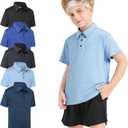 5 Pack Boys&Girls Athletic Polo Quick Dry Short Sleeve Youth Performance Activewear Golf Shirt for Kids (Large)