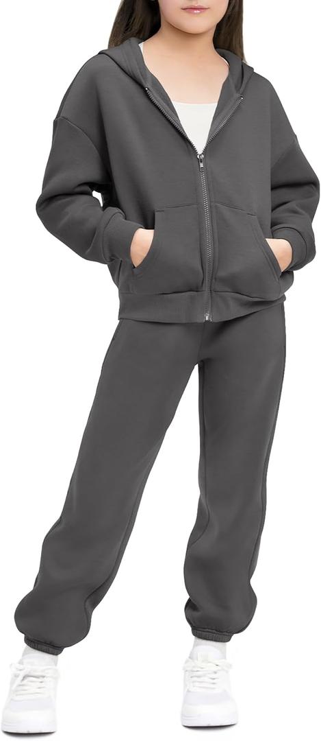 Stelle Girls 2 Piece Sweatsuit Zip Up Hoodies Joggers Tracksuit Sets, Size XS