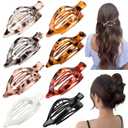 8 Pcs Flat Hair Clips for Women, French Large Flat Claw Clips for Women, Strong Hold Tortoiseshell Hair Claw for Thick Thin Hair