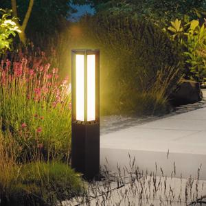 Solar Landscape Path Light, Stainless Steel 3W 350LM Luxury LED Lighting, 32 Inches Modern Outdoor Bollard Lighting for Lawn, Patio, Courtyard and Driveway Decoration, Solar Powered