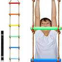 Perantlb 6.8ft Climbing Rope Ladder for Kids or Adult - Climbing Game for Swing Accessories - Tree House, Playground, Play Set for Boys Children (Red Yellow Green Blue)