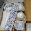 7 Pcs Japanese Style Ceramic Sushi Plate Set include 8.4 inch Rectangle Sushi Plates, 2 Sauce Bowls,2 Sauce Dish and 2 Pairs of Chopsticks for Dinner, Parties, Meat, Dessert, Dishwasher and Microwave Safe