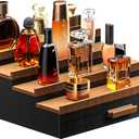 Sephyroth Cologne Organizer for Men 4 Tier of Elevated Cologne Display Shelf with Drawer Storage Perfume Organization and Storage Display Risers,Great Gift for Man(BlackWalnut)