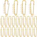 20 Pcs Safety Pin Brooch Decorative Safety Pins with 5 Loops Heavy Duty Big Safetys Pins Jewelry for Blankets Skirts Knitted Fabric Women Gold 1.96 x 0.59 Inch, 50x15mm / 1.96x0.59inch