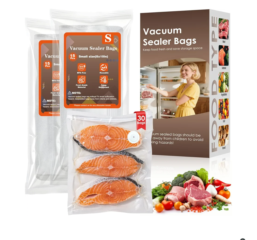 Vacuum Sealer Bags,Reusable Vacuum Sealer Bags,Can Withstand More Than 100 Washes,Small Size (30 Bags)