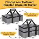 Insulated Casserole Carrier, Portable Casserole Carrier for Hot or Cold Food Lunch Tote Warmer or Cooler Bag, Lasagna Lunch Bag for Potluck Parties- Fits 9" x 13" Baking Dish-Grey