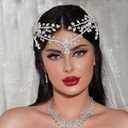 Wedding Hair Accessories, Bridal Hair Comb, Rhinestone Forehead Headpiece(Silver)