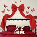 Giant Bow Decoration, 83x20 Inches Big Bow for Backdrop with Back Ribbon, Satin Large Bows for Decoration, Coquette Bows Decor for Birthday Party Room Wedding Baby Shower Church Nursery (Red)