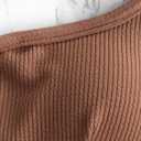 ZAFUL Women's High Cut Bikini Sets Ribbed V-Wire Cami Bikini Two Piece Swimsuit (Brown, XL)