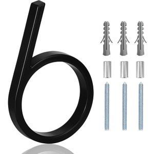 5" Floating Stainless Steel Address House Number, Modern Metal Anti-Rust House Numbers with Nail Kits for Door Garden Mailbox Decor Visibility Signage (6)