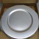 Tanlade 12 Pcs 13 Inch Charger Plates Bulk Round Wedding Chargers Plastic Dinner Plates for Table Setting Wedding Party Decoration (Silver White)