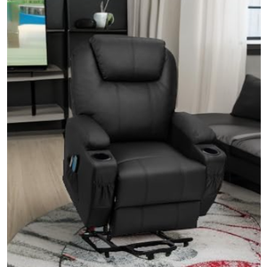 Flamaker Power Lift Recliner Chair Electric Lift Recliner for Elderly Power Lift Recliner Chair with Cup Holders Side Pockets for Living Room (Leathaire, Black)