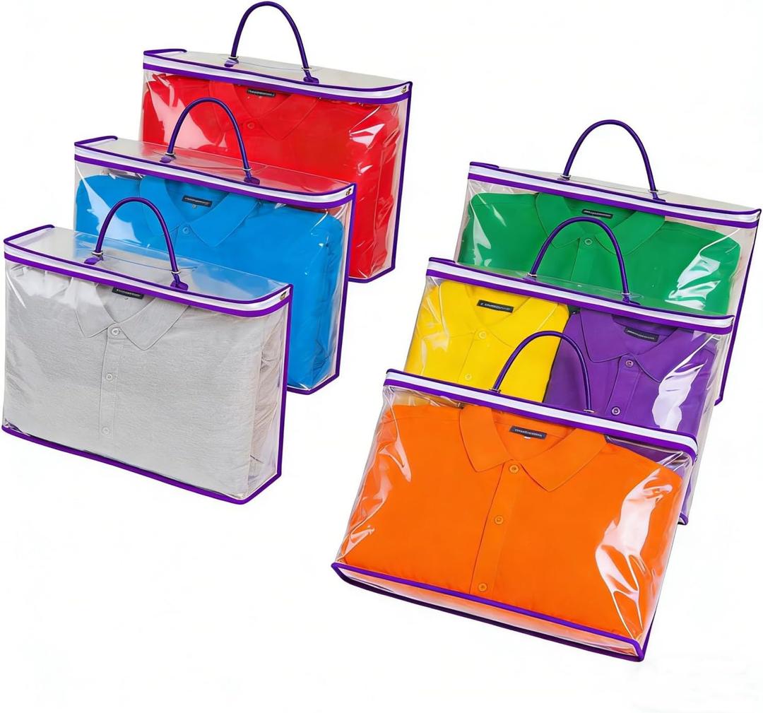 6 Pcs 16 * 12 * 4 InchClear Zippered Storage Bags for Sweater Blanket Bed Sheet Storage, Plastic Storage Bags with Zipper for Closet Linen Sweater Blanket