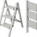 Taranta 3 Step Stool Foldable,Aluminum Step Ladder-Misty Gray