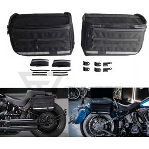 Universal Saddlebags Saddle Luggage Storage Bag Compatible with Harley Softail Dyna Street Bob Wide Super Glide FXR FXLRS Low Rider S Sportster, With Reflective Strips, 30L(7.9 Gallons)