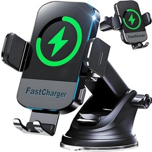 CHGeek Wireless Car Charger, 2026 Upgrade 15W Fast Charging Auto Clamping Car Phone Holder Charger, Phone Holders for car Mount, fit for iPhone 17 16 15 14 13 Mini Pro Max XR,Samsung Galaxy S26 Ultra