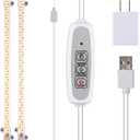 Grow Light Two Heads, Strip Growing lamp, Full Spectrum Grow Light Strips for Indoor Plants with Auto ON/Off Timer & 4 Dimmable Levels, Led Grow Lamp for Green House Hydroponics Succulent (2 Strip Warm)