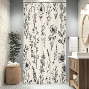 Omifly Small Stall Rv Beige Floral Shower Curtain 36Wx72H Inch Vintage Farmhouse Flower Shower Curtains for Bathroom Wildflower Boho Camper with 12 Plastic Hooks Fabric Waterproof Accessories Omifly Small Stall Rv Beige Floral Shower Curtain 36Wx72H Inch Vintage Farmhouse Flower Shower Curtains for Bathroom Wildflower Boho Camper with 12 Plastic Hooks Fabric Waterproof Accessories