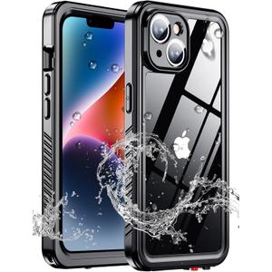 xiwxi for iPhone 14 case Waterproof,[IPX8 Underwater Case][Full Body Shockproof & 15FT Military Dropproof][Built-in Screen Protector][Dustproof] Clear Sound for iPhone 14 case 6.1 inch-Black