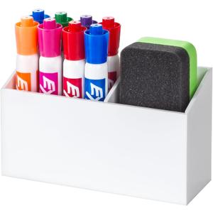 BEYGORM Magnetic Dry Erase Marker Holder for Whiteboard, Non-slip Acrylic Magnet Pen Holder for Fridge Refrigerator, Locker Organizer for Work, Locker Accessories, Pencil Cup for Desk(White)