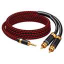 3.5mm to 2 RCA Audiophile Audio Cable Stereo Braided Gold Plated Oxgen-Free Copper Core for Smartphones Tablets Speakers Home Theater (Straight 3.5mm, 6.5FT)