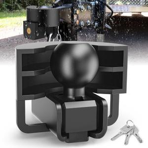 AMPLock - U-BRP2516 Heavy Duty Trailer Coupler Lock 2 5/16, RV & Trailer Hitch Lock, Straight Lip Trailer Ball Locks, Travel Trailer Accessories, Anti Theft for Trailers & RV with Push & Lock System