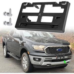 Front License Plate Frame for Ford Ranger 2019 2020 2021 2022 2023 NO Drill Front Bumper License Plate Holder Mounting Bracket Replace # KB3Z17A385A FO1068176