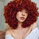 Afro Short Curly Orange Wigs for Black Women,Kinky Ombre Orange Wig With Bangs Synthetic Heat Resistant Hair for Daily Use